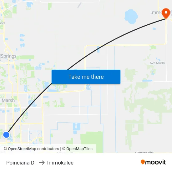 Poinciana Dr to Immokalee map