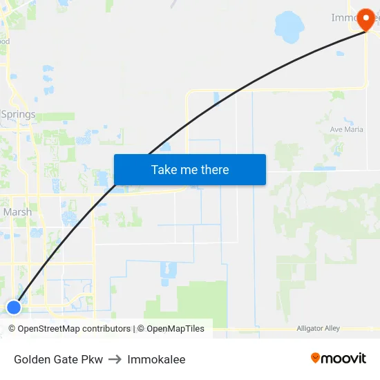Golden Gate Pkw to Immokalee map