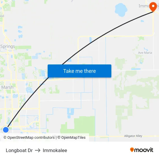 Longboat Dr to Immokalee map