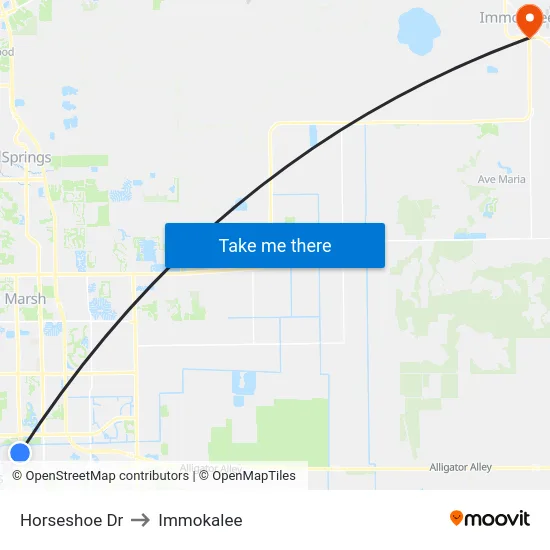 Horseshoe Dr to Immokalee map