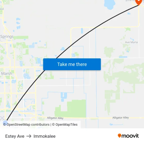 Estey Ave to Immokalee map