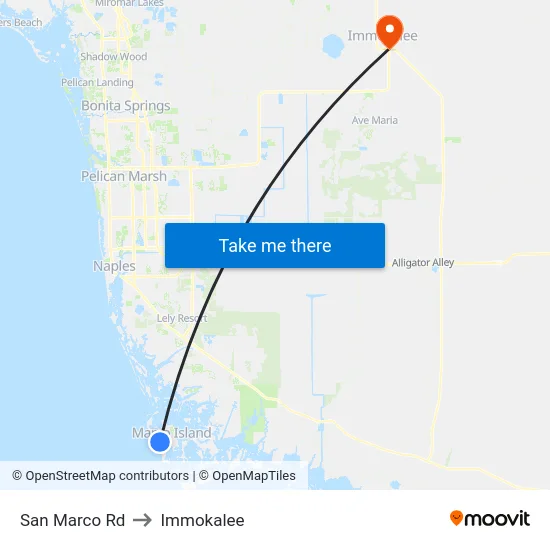 San Marco Rd to Immokalee map