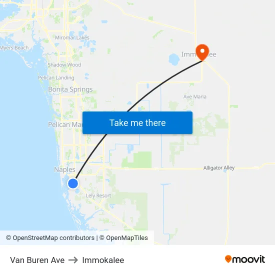 Van Buren Ave to Immokalee map