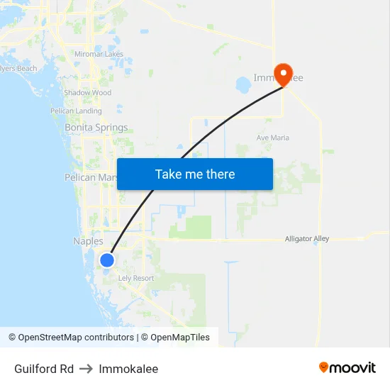 Guilford Rd to Immokalee map