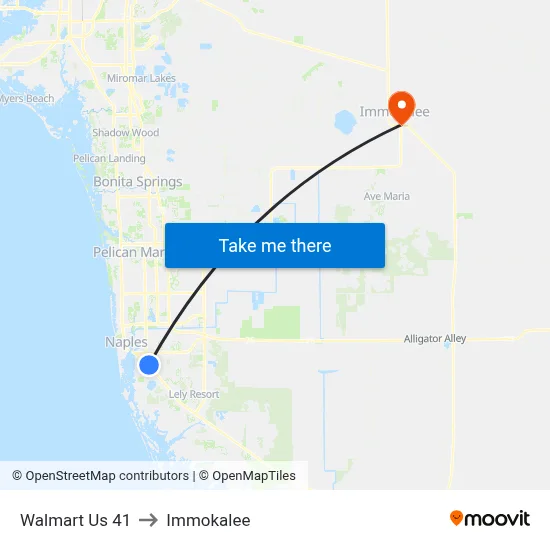 Walmart Us 41 to Immokalee map