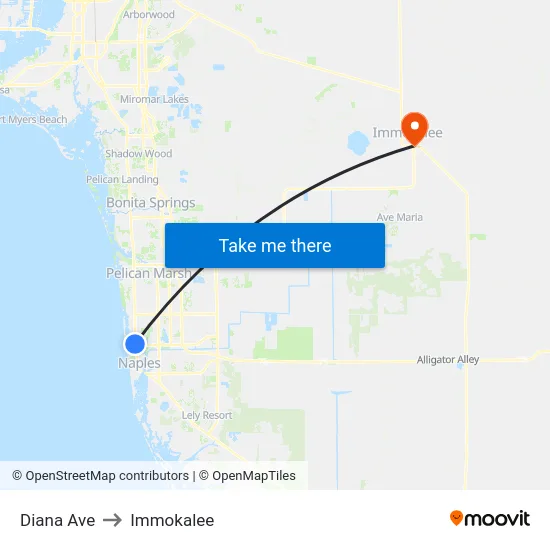 Diana Ave to Immokalee map