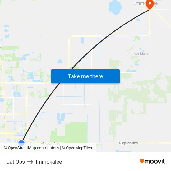 Cat Ops to Immokalee map