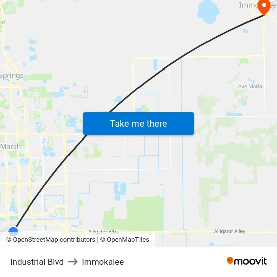 Industrial Blvd to Immokalee map