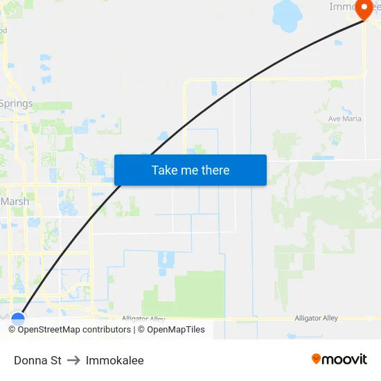 Donna St to Immokalee map