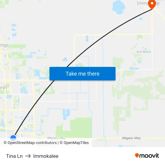 Tina Ln to Immokalee map