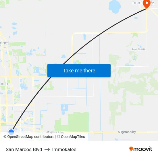 San Marcos Blvd to Immokalee map