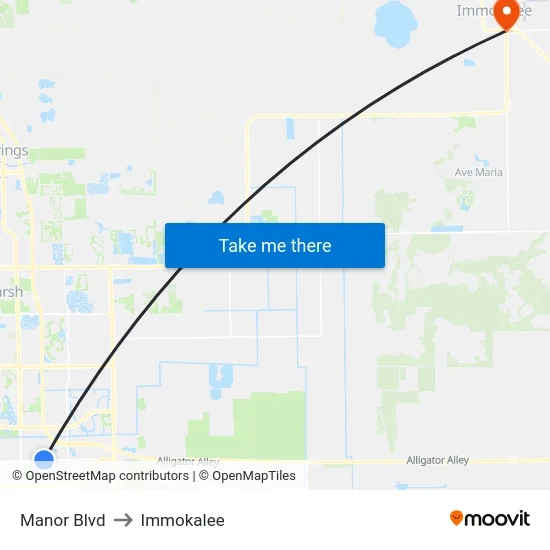 Manor Blvd to Immokalee map