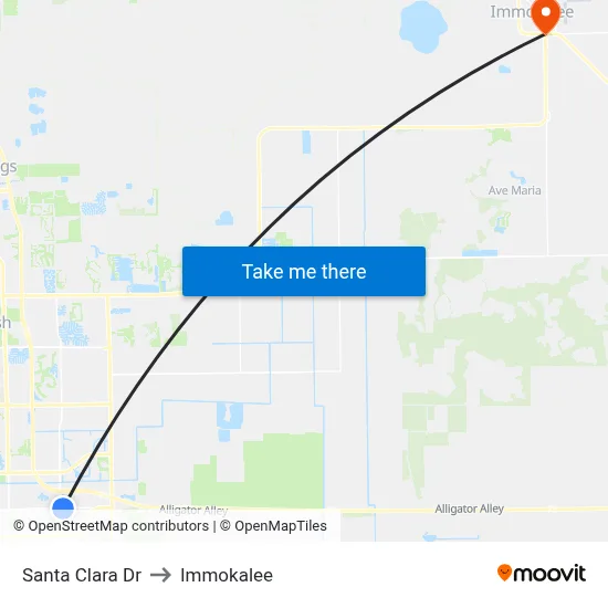 Santa Clara Dr to Immokalee map