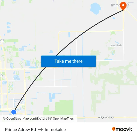 Prince Adrew Bd to Immokalee map