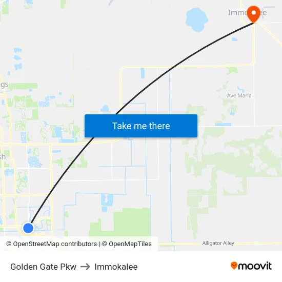 Golden Gate Pkw to Immokalee map
