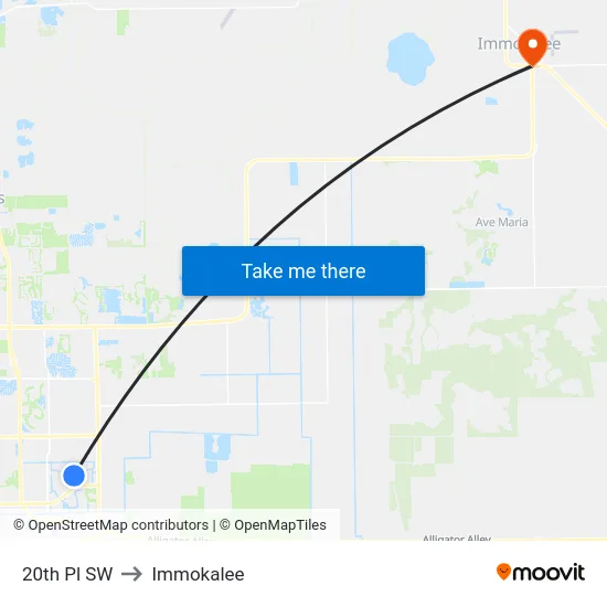20th Pl SW to Immokalee map