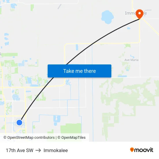 17th Ave SW to Immokalee map