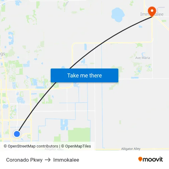 Coronado Pkwy to Immokalee map