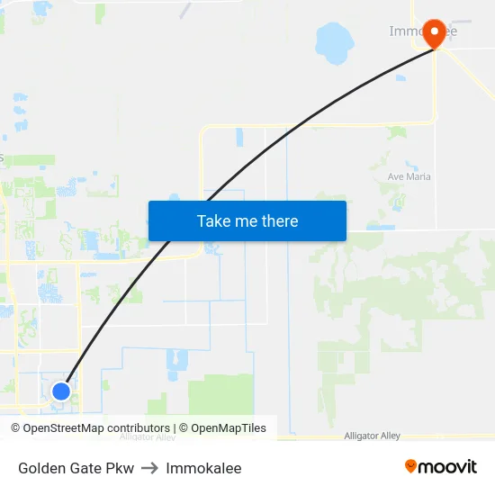 Golden Gate Pkw to Immokalee map