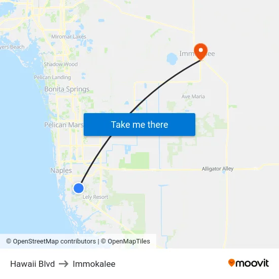 Hawaii Blvd to Immokalee map