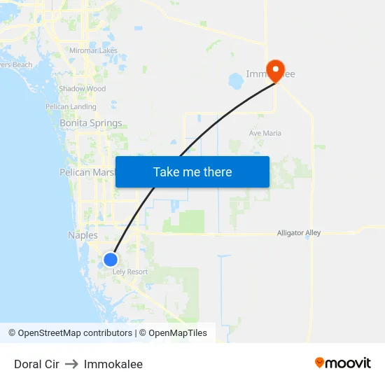 Doral Cir to Immokalee map