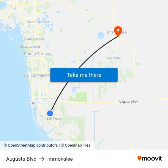 Augusta Blvd to Immokalee map