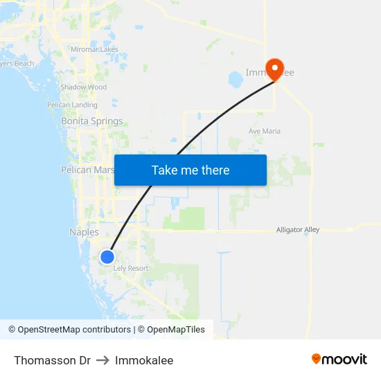 Thomasson Dr to Immokalee map