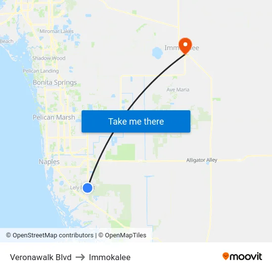 Veronawalk Blvd to Immokalee map