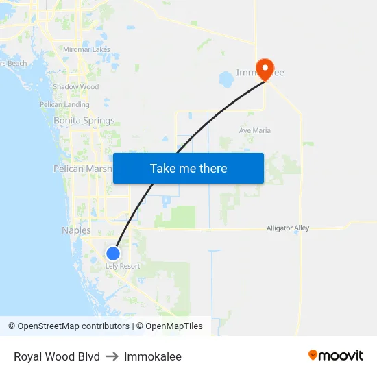 Royal Wood Blvd to Immokalee map