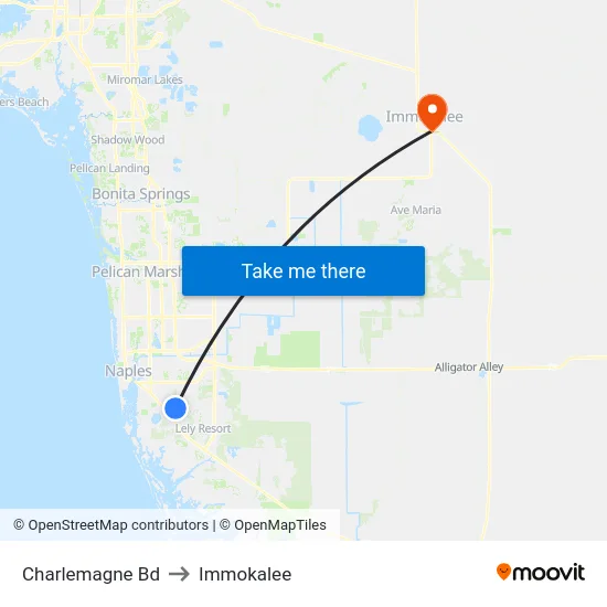 Charlemagne Bd to Immokalee map