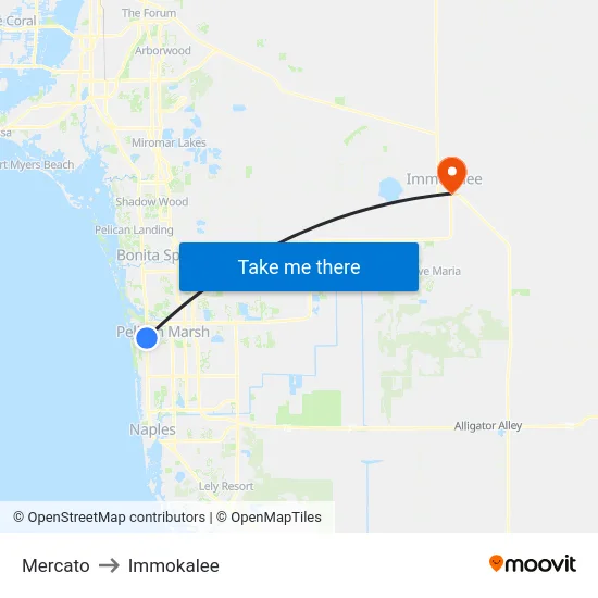 Mercato to Immokalee map