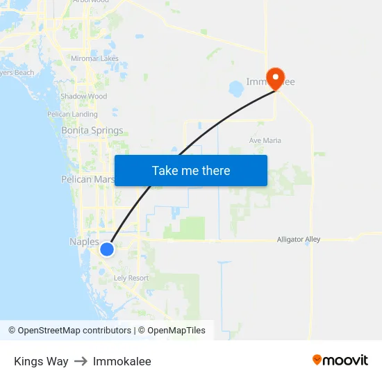 Kings Way to Immokalee map