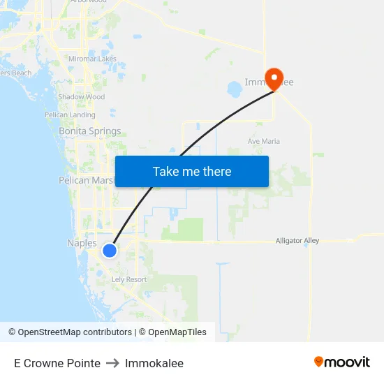 E Crowne Pointe to Immokalee map