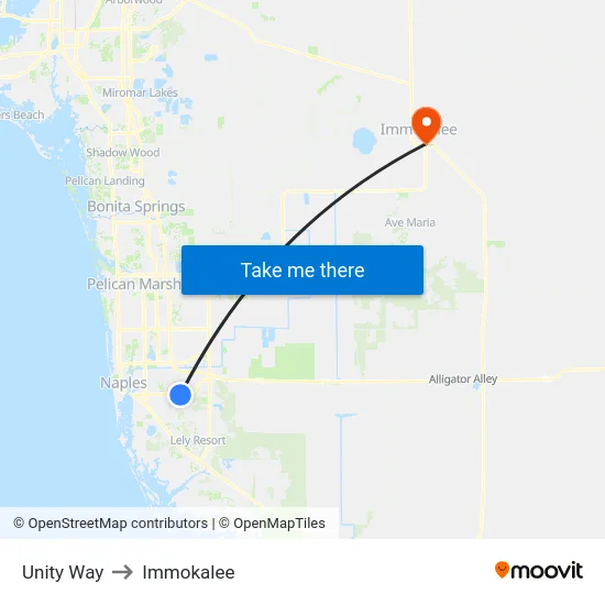 Unity Way to Immokalee map