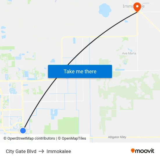 City Gate Blvd to Immokalee map
