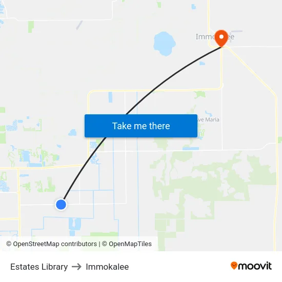 Estates Library to Immokalee map