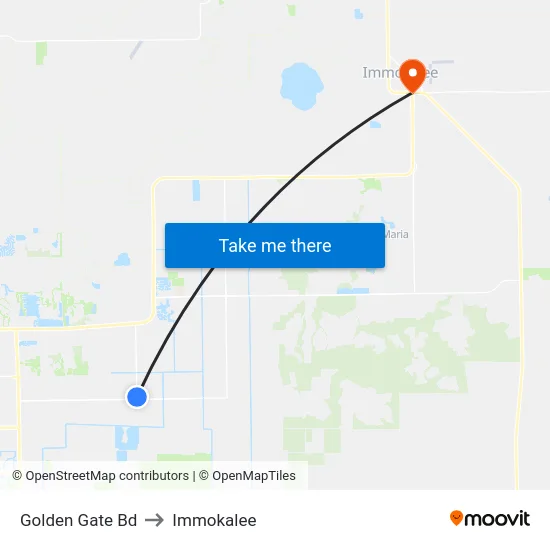 Golden Gate Bd to Immokalee map