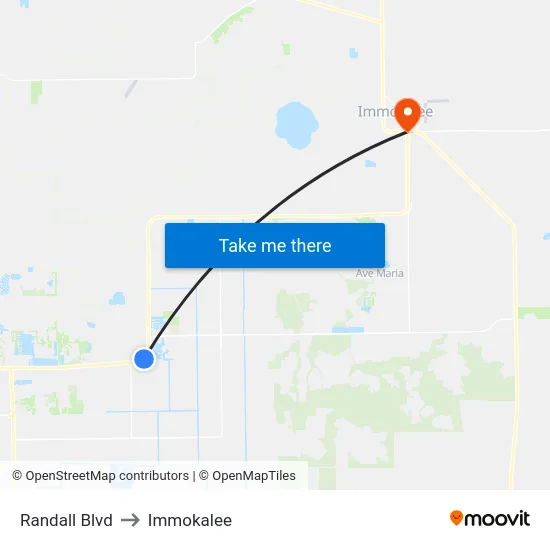 Randall Blvd to Immokalee map