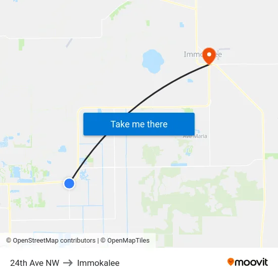 24th Ave NW to Immokalee map