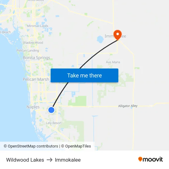 Wildwood Lakes to Immokalee map
