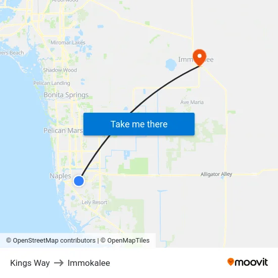 Kings Way to Immokalee map
