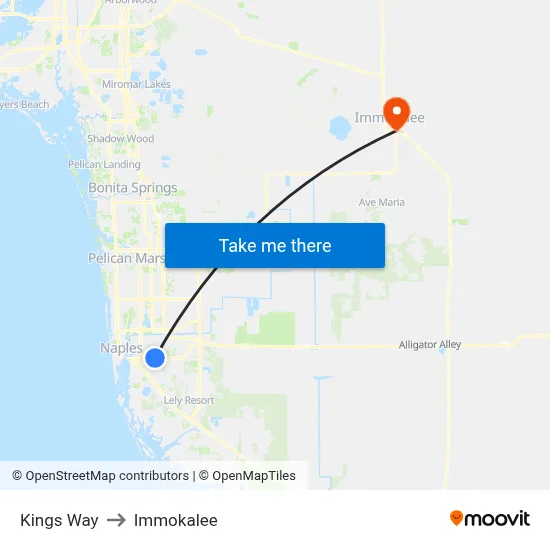 Kings Way to Immokalee map