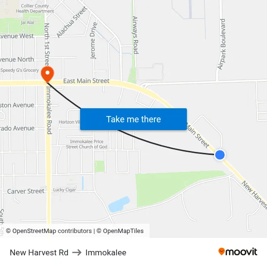 New Harvest Rd to Immokalee map