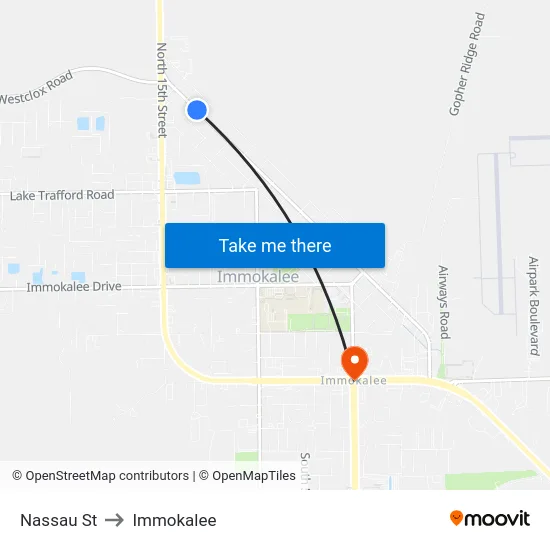 Nassau St to Immokalee map
