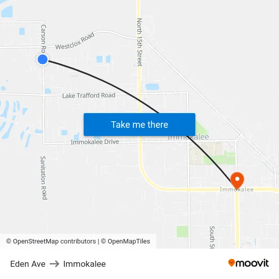 Eden Ave to Immokalee map