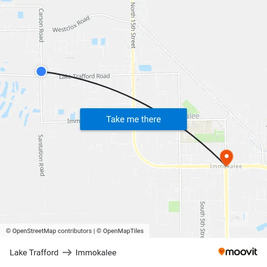 Lake Trafford to Immokalee map