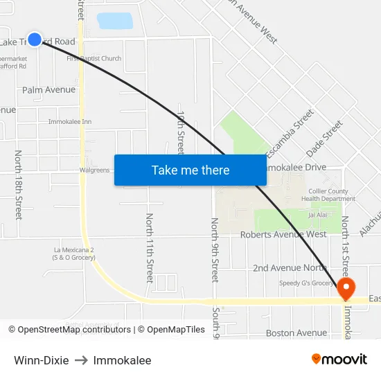 Winn-Dixie to Immokalee map