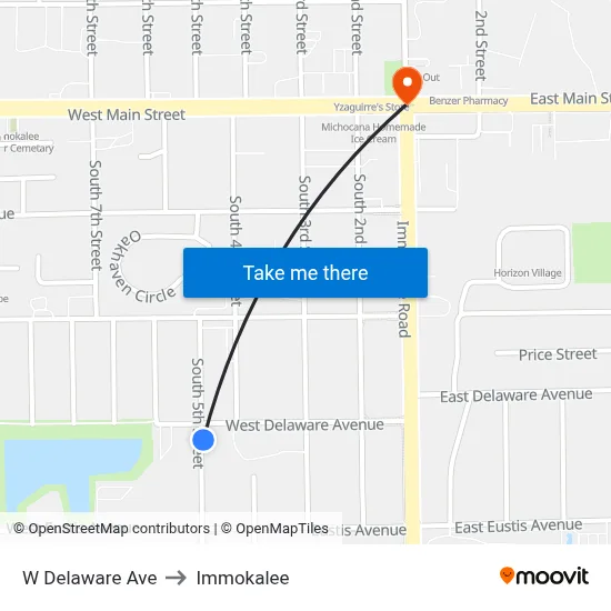 W Delaware Ave to Immokalee map