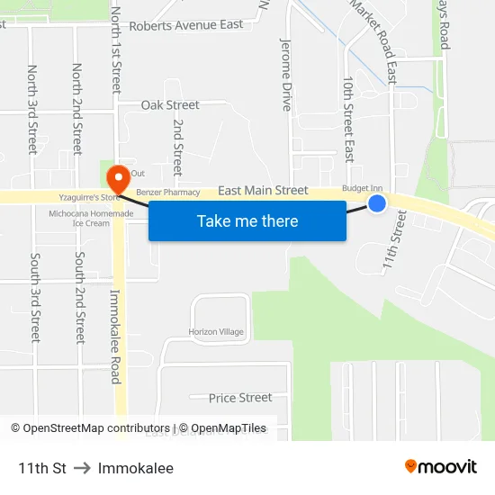 11th St to Immokalee map
