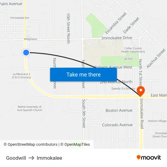 Goodwill to Immokalee map